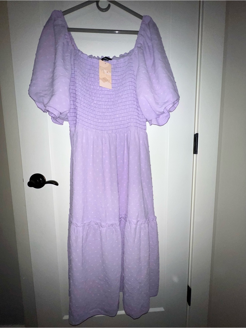 Lilac Puff-Sleeve Women's Dress - Smocked Bodice - Size XXL NWT